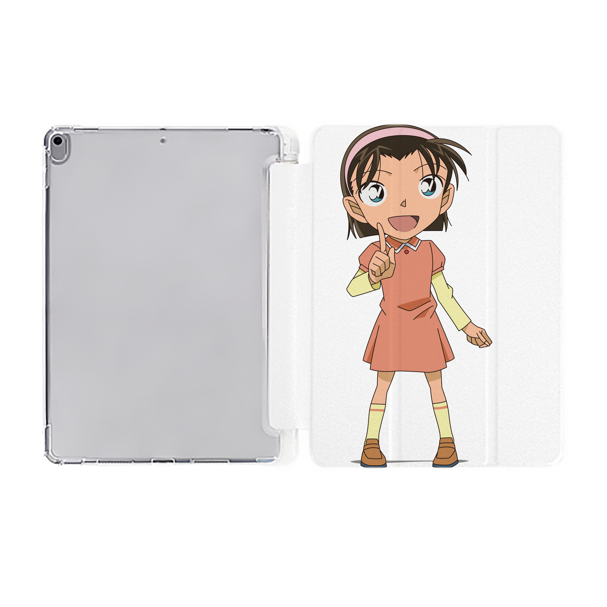 （画像用） 名探偵コナン 吉田 歩美 よしだ あゆみ Detective Conan my Yeager IPad ケース ペン収納付き 三つ折りスタンド PUレザー×シリコン 対応機種9.5/10.5/10.9インチ